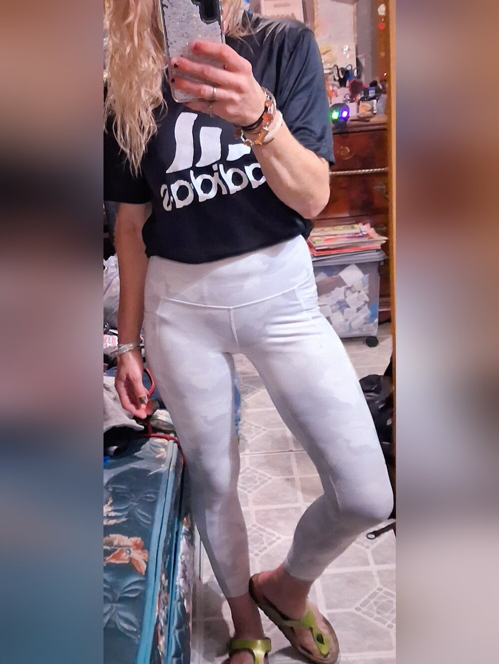 90 Degree By Reflex White Camo Pocket Leggings Sz S